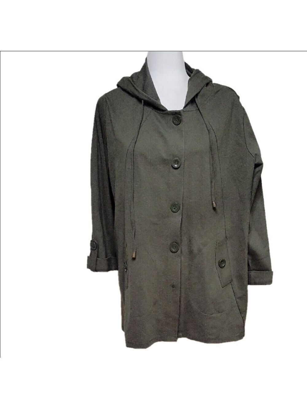 Christian Siriano Green Utility Jacket Hood 1X - Picture 2 of 7